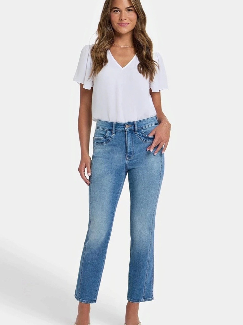 NYDJ Marilyn Straight Ankle Jeans With High Rise And Paneled Seam Detail Ankle s